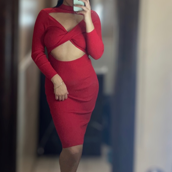 Red Midi Dress - Picture 1 of 2